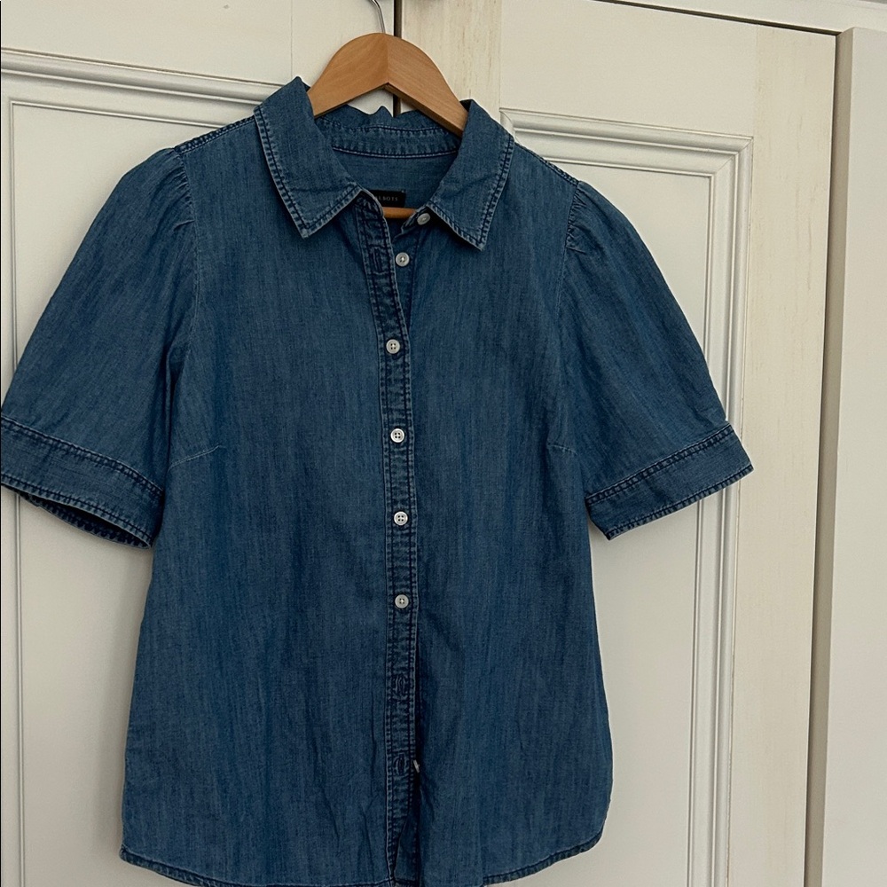 Talbots Puff Sleeve Denim Shirt